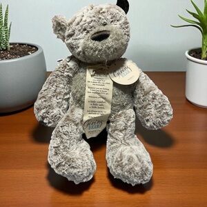 Demdaco  Gray plus TEDDY Bear  Plush Giving Lift The spirit Handmade Stuff Toys